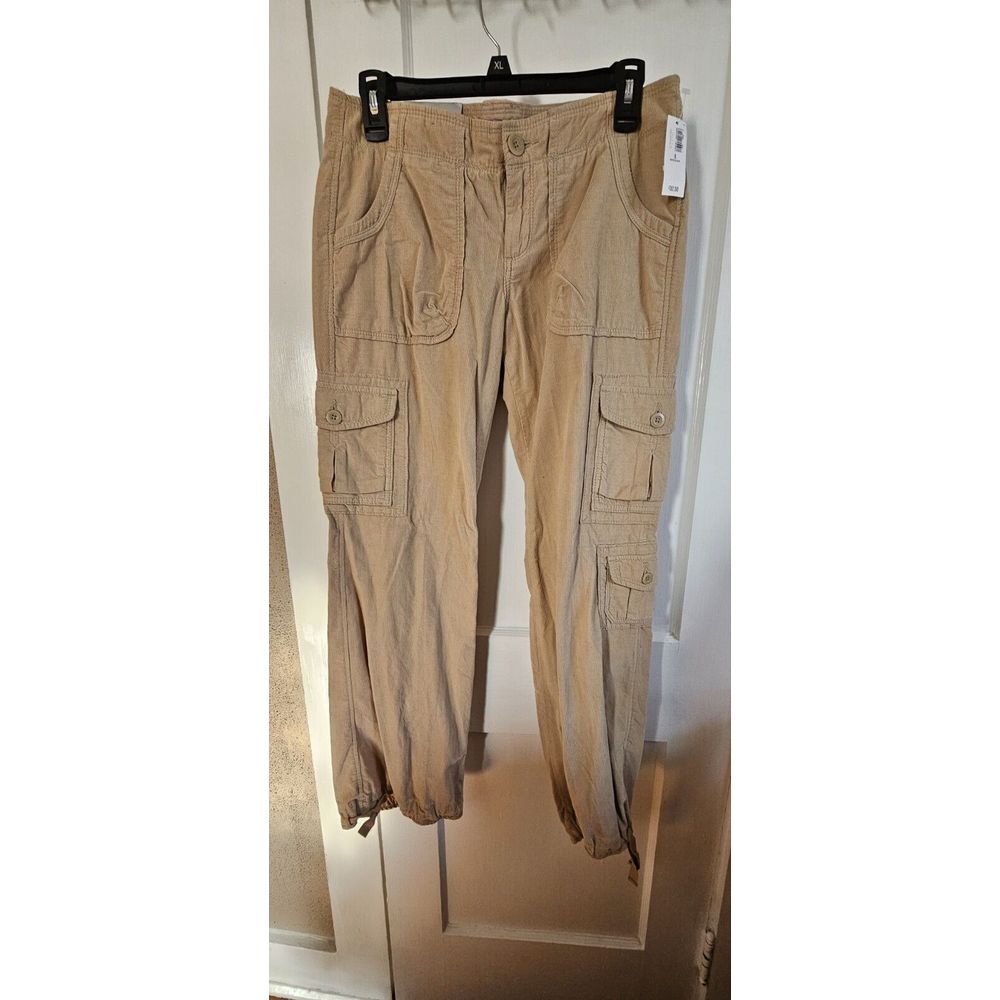 NWT OLD NAVY LOWEST RISE wide leg  women‎ SZ 6 beige cargo corduroy pants light